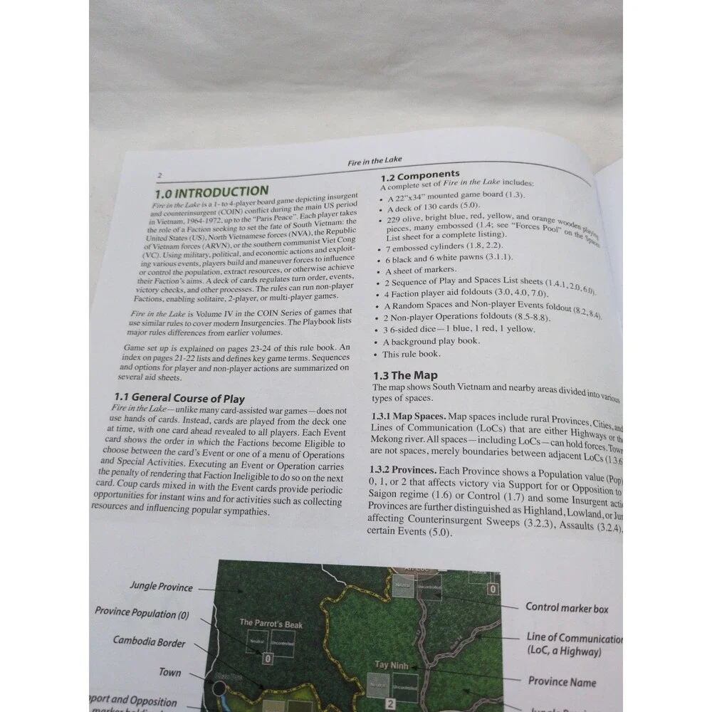 (10) Fire In The Lake GMT Board Game Rules And Charts